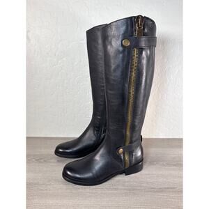 Chocolat Blu Leann Riding Knee High Tall Boot Black Leather Zipper Size 7.5